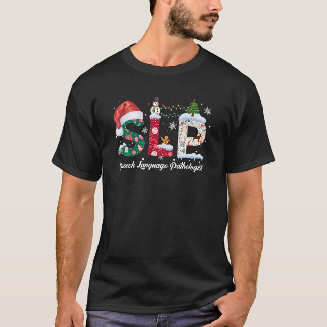 Funny SLP Speech Language Pathologist Santa Christ T-Shirt (Front)