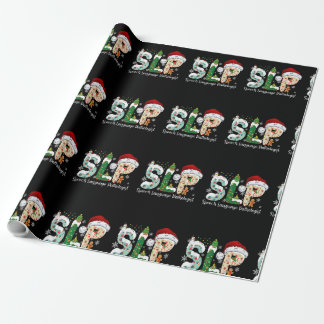 Funny SLP Speech Language Pathologist Santa Christ Wrapping Paper