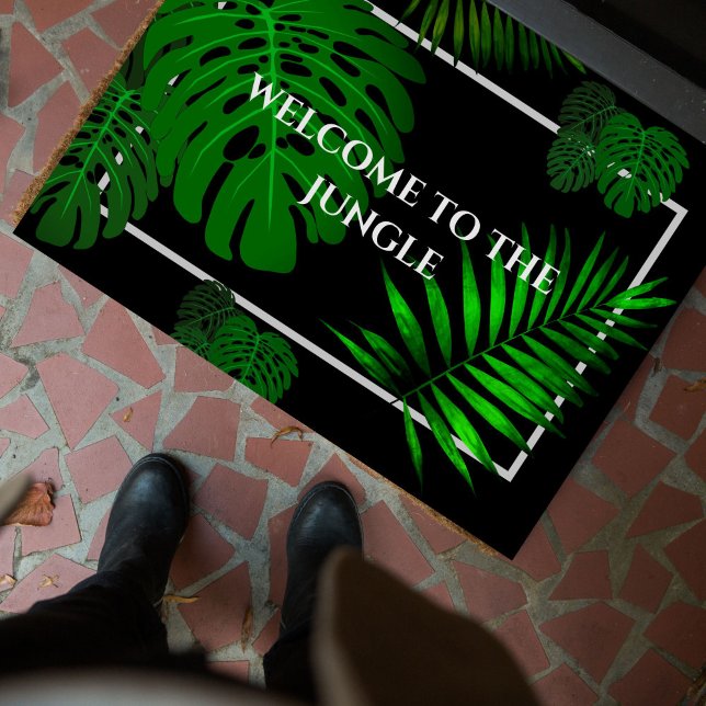 Funny SM "Welcome to the Jungle" Tropical Leaves  Doormat (A funny and modern doormat for your front door! Welcome to the Jungle!)