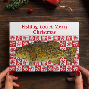 Funny Smallmouth Bass Fishing Pun Christmas Custom Holiday Card
