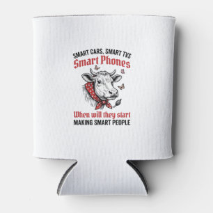 Funny Smart People Cow Vintage Engraving T-Shirt D Can Cooler
