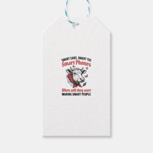 Funny Smart People Cow Vintage Engraving T-Shirt D Gift Tags