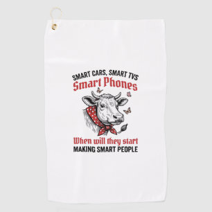 Funny Smart People Cow Vintage Engraving T-Shirt D Golf Towel