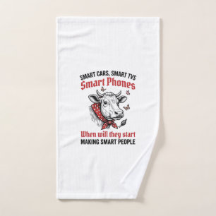 Funny Smart People Cow Vintage Engraving T-Shirt D Hand Towel