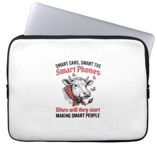 Funny Smart People Cow Vintage Engraving T-Shirt D Laptop Sleeve