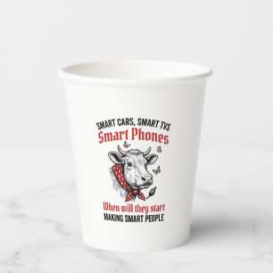 Funny Smart People Cow Vintage Engraving T-Shirt D Paper Cups