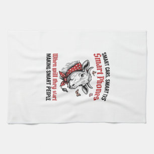Funny Smart People Cow Vintage Engraving T-Shirt D Tea Towel