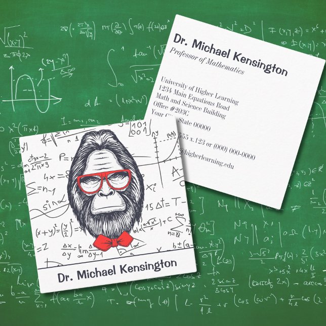 Funny Smart Sasquatch Math Equations Unusual  Square Business Card (Creator Uploaded)