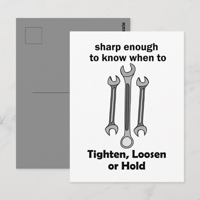 Funny Smart Wrench Handyman Tool Quote Postcard (Front/Back)