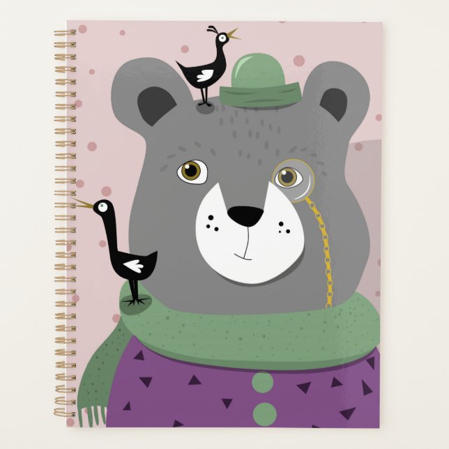 Funny smarty bear planner top hat and monocle (Front)