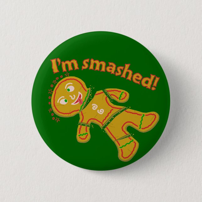 Funny Smashed Gingerbread Christmas 6 Cm Round Badge (Front)