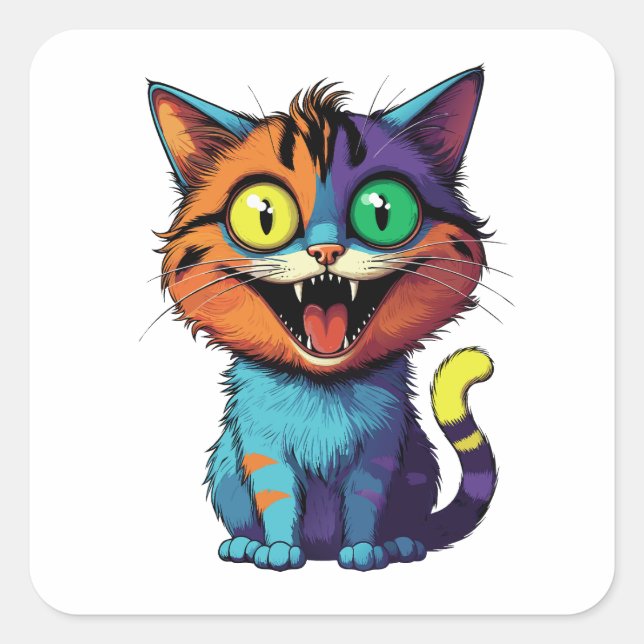 Funny - Smile Cat -  Square Sticker (Front)