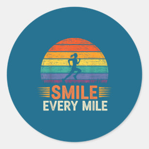 Funny Smile Every Mile Cool Running Runner Saying Classic Round Sticker