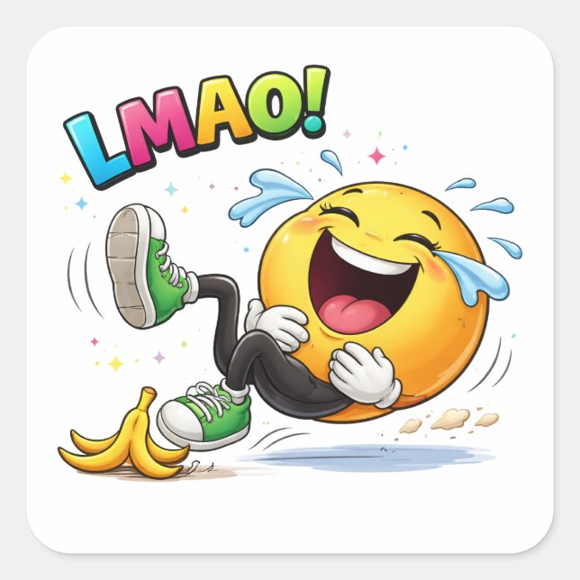 Funny Smiley Tripping Laugh Cartoon Sticker (Front)