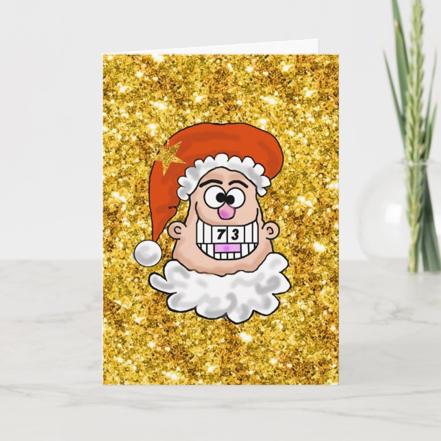 Funny Smiling 73 Santa Claus Christmas Card (Front)