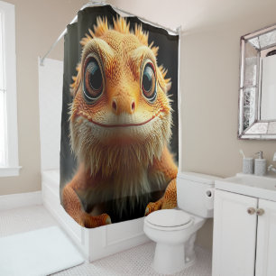 Funny smiling bearded dragon Shower Curtain
