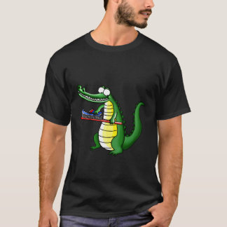 Funny Smiling Crocodile Brushing His Teeth Hoodie T-Shirt