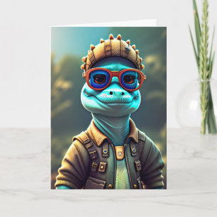 Funny Smiling Dinosaur Outdoors   Card