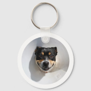Funny smiling dog key ring