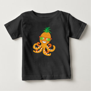 FUNNY SMILING EXOTIC TROPICAL PINEAPPLE OCTOPUS T- BABY T-Shirt
