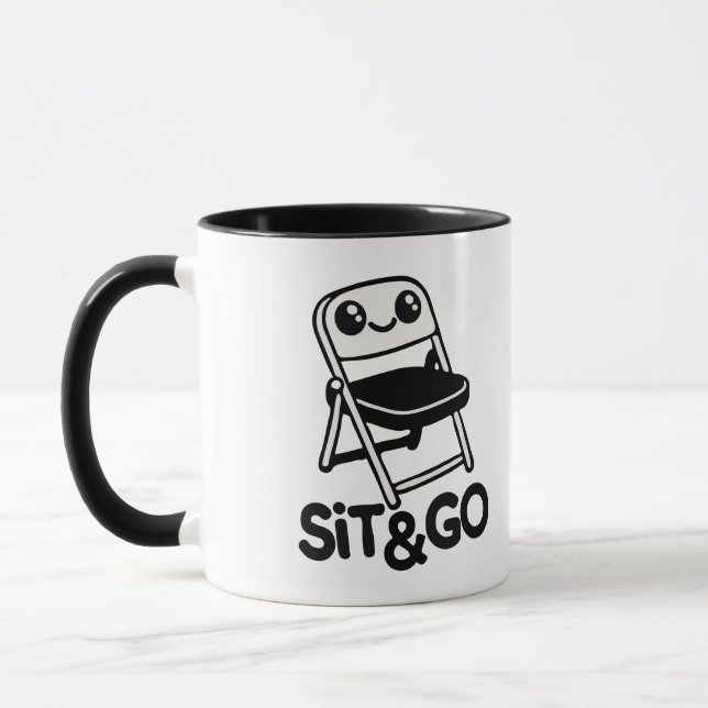Funny Smiling Folding Chair Sit & Go Mug (Left)