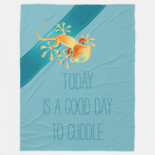 Funny Smiling Gecko + your background & text Fleece Blanket