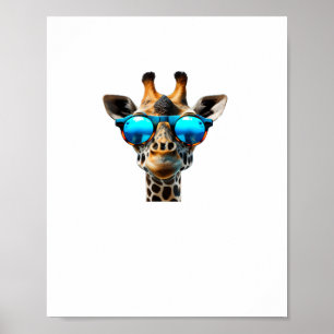 Funny smiling Giraffe with Sunglasses Poster