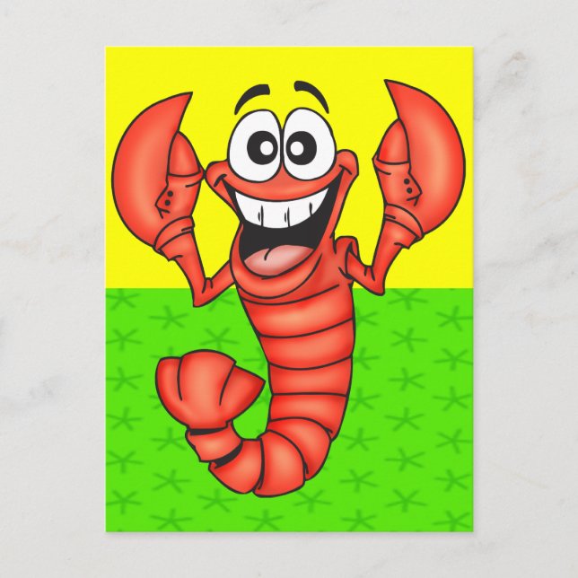 Funny Smiling Lobster Postcard (Front)