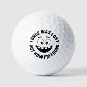 Funny smiling lost golf lover humour  golf balls