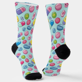Funny Smiling Pills CPhT Pharmacy Socks 