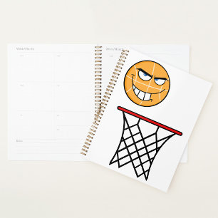 Funny Smirking Basketball Face Dunking  Planner