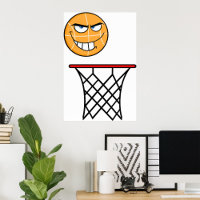 Funny Smirking Basketball Face Dunking