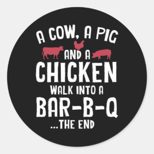 Funny Smoked Meat Steak Grilling Bar Barbecue Classic Round Sticker