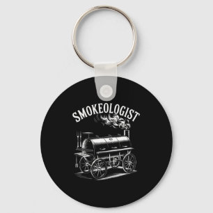 Funny smokeologist saying bbq smoker grill womenFu Key Ring