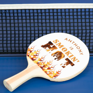 Funny SMOKIN HOT Fire Flames Personalised Ping Pong Paddle