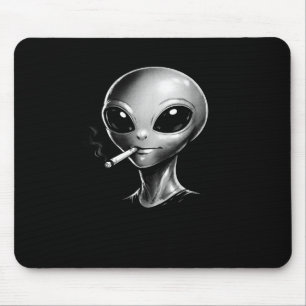 Funny Smoking Alien Peace Sign Mouse Pad