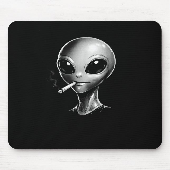 Funny Smoking Alien Peace Sign Mouse Pad (Front)
