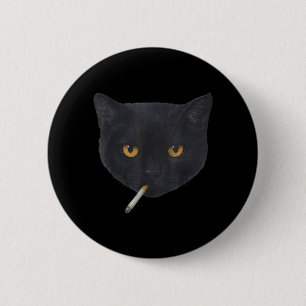 Funny Smoking Black Cat Face Meme 6 Cm Round Badge