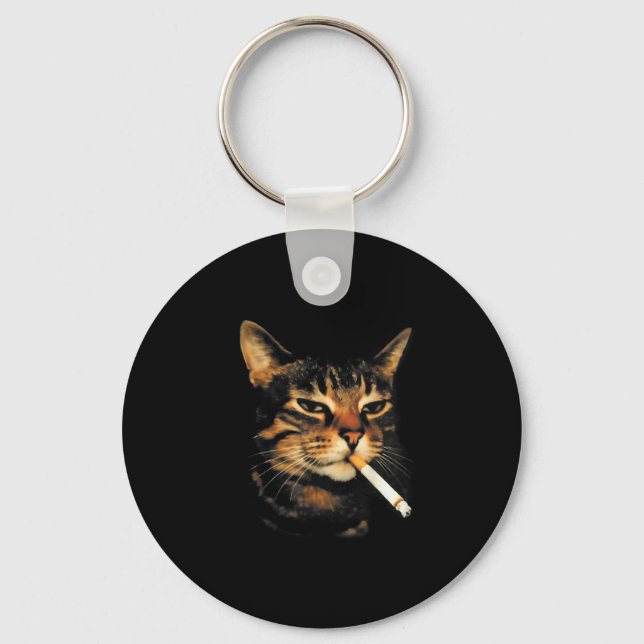 Funny Smoking Cat Cigarette Kitten Meme Stupid Bra Key Ring (Front)