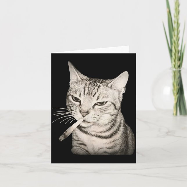 Funny Smoking Cat Cigarette Kitty Gen Z Meme  Card (Front)