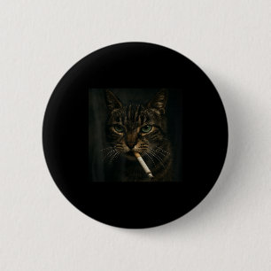 Funny Smoking Cat, Cigarette Kitty Gen Z Meme, Cat 6 Cm Round Badge
