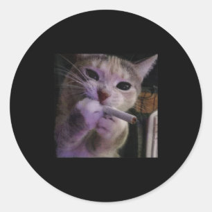 Funny Smoking Cat, Cigarette Kitty Gen Z Meme, Cat Classic Round Sticker
