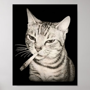 Funny Smoking Cat Cigarette Kitty Gen Z Meme  Poster