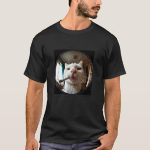 Funny Smoking Cat Door Viewer Fisheye Lens Kitten T-Shirt