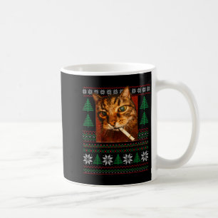 Funny Smoking Cat Meme Christmas Ugly  Coffee Mug
