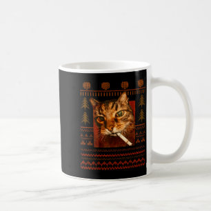 Funny Smoking Cat Meme Christmas Ugly For Men Wome Coffee Mug