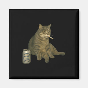 Funny Smoking Cat Meme Cigarette Kitten Drinking B Magnet