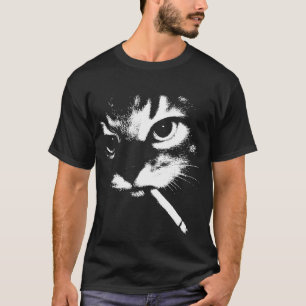 Funny Smoking Cat Meme Cool Cat Joke T-Shirt