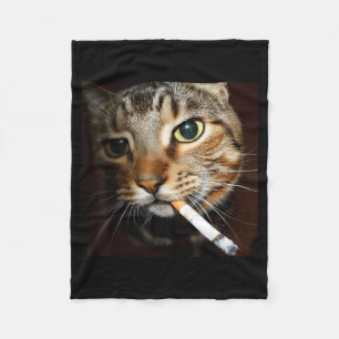 Funny smoking cat meme dark humor sarcastic cat ar fleece blanket