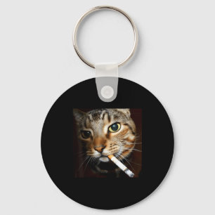 Funny smoking cat meme dark humor sarcastic cat ar key ring